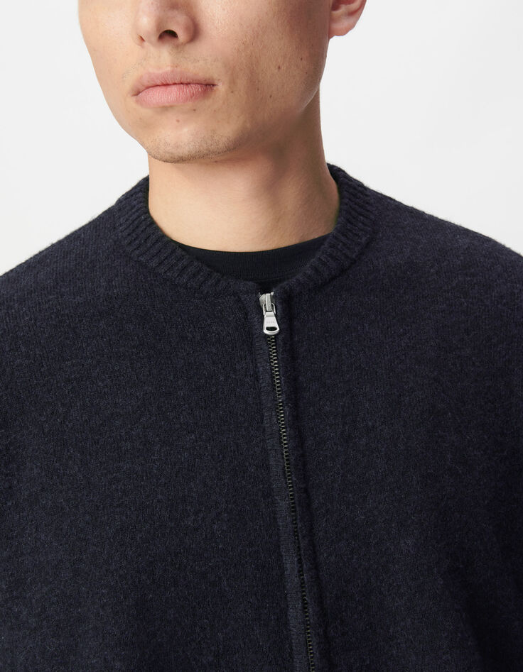 Men’s navy knit zipped cardigan-5