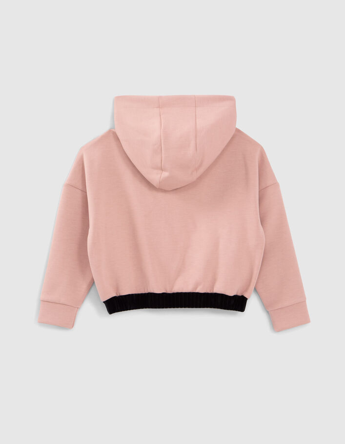 Rosa Crop-Mädchensweatjacke mit Prägung-4