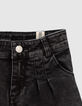 Short en jean noir délavé fille-3