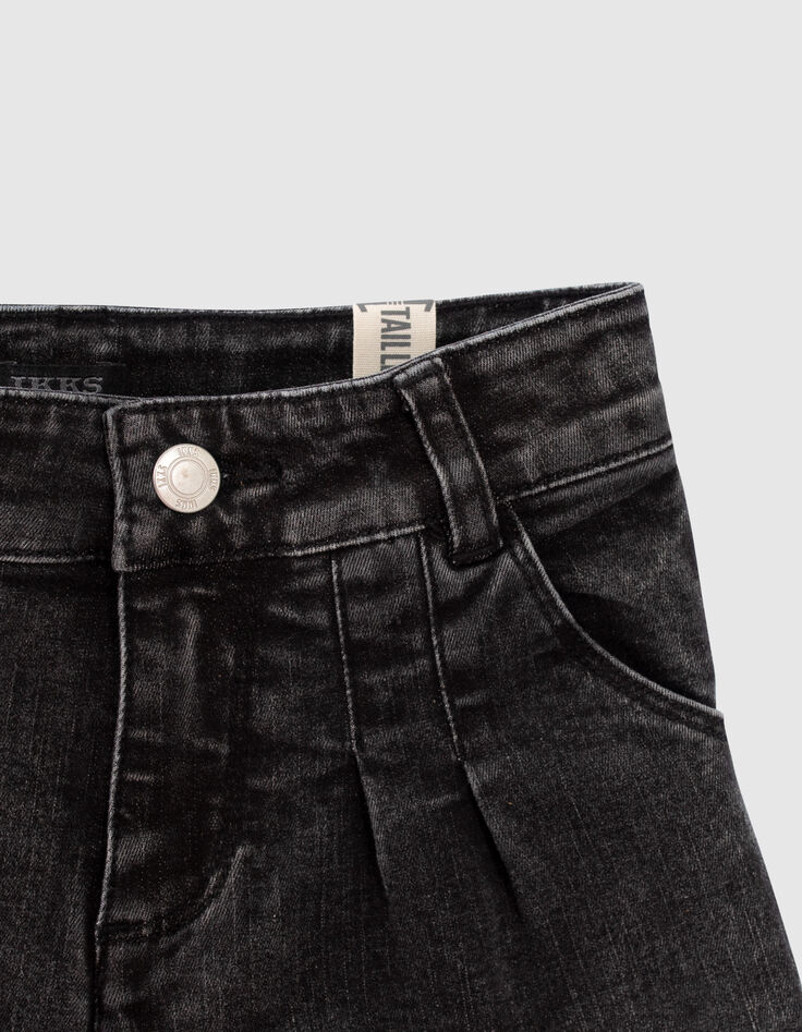 Short en jean noir délavé fille-3