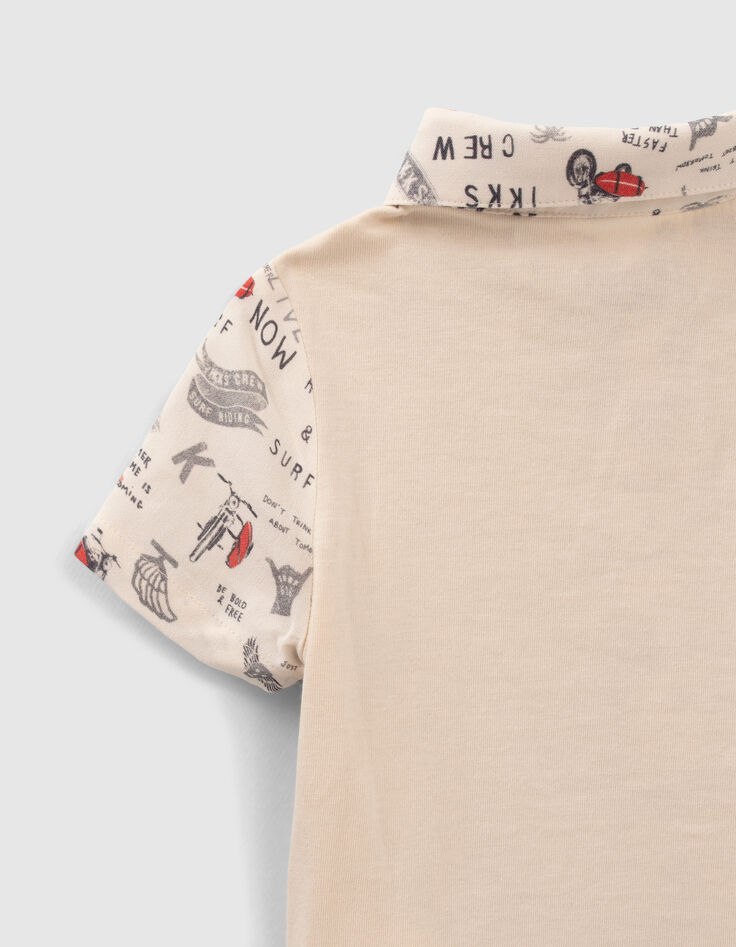 Baby boys’ beige rock rider print mixed fabric shirt-5