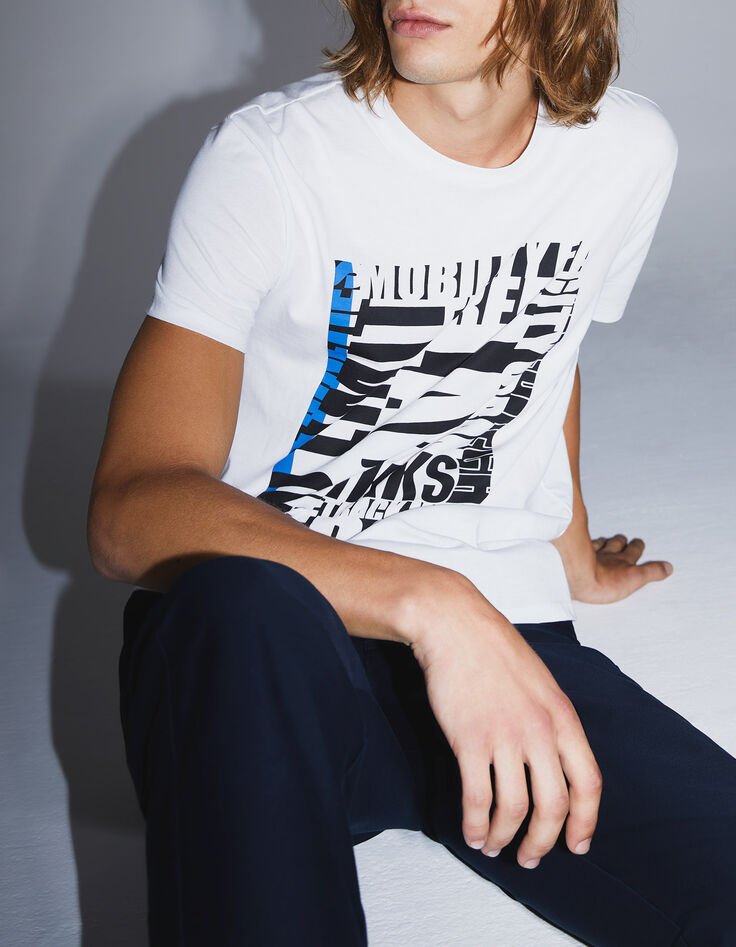 Wit T-shirt maxi letterprint DRY FAST Heren-1
