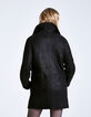 Manteau noir en vraie peau retournée zippée Femme-3