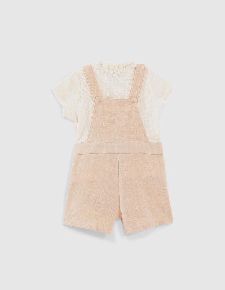 Conjunto peto rosa y camiseta cruda bebé niña-3