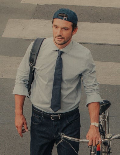 Chemise regular bleu ciel poche plaqu&eacute;e Homme - IKKS