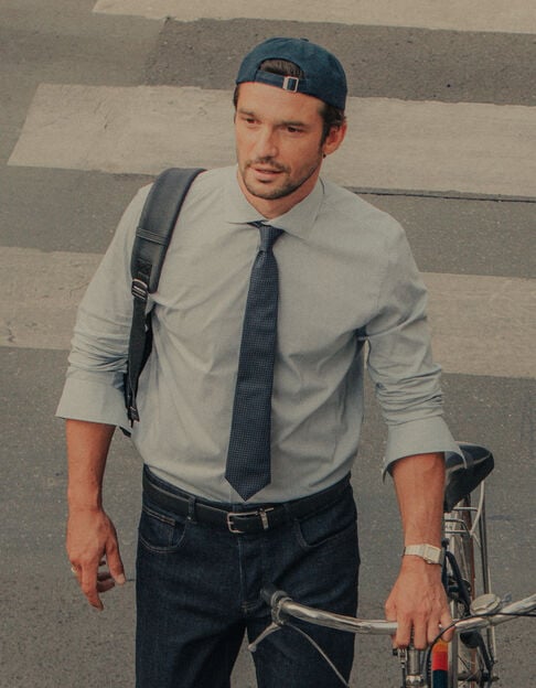 Chemise regular bleu ciel poche plaqu&eacute;e Homme - IKKS