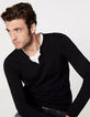 Pull noir à col tunisien Homme-1