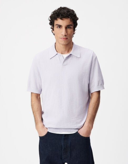 Polo manches courtes lilas maille flamm&eacute;e Homme - IKKS
