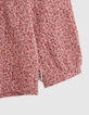 Blouse rose coton bio petites fleurs faux-uni bébé fille-4
