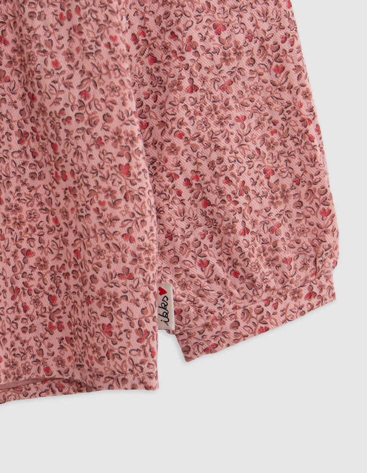Blouse rose coton bio petites fleurs faux-uni bébé fille-4