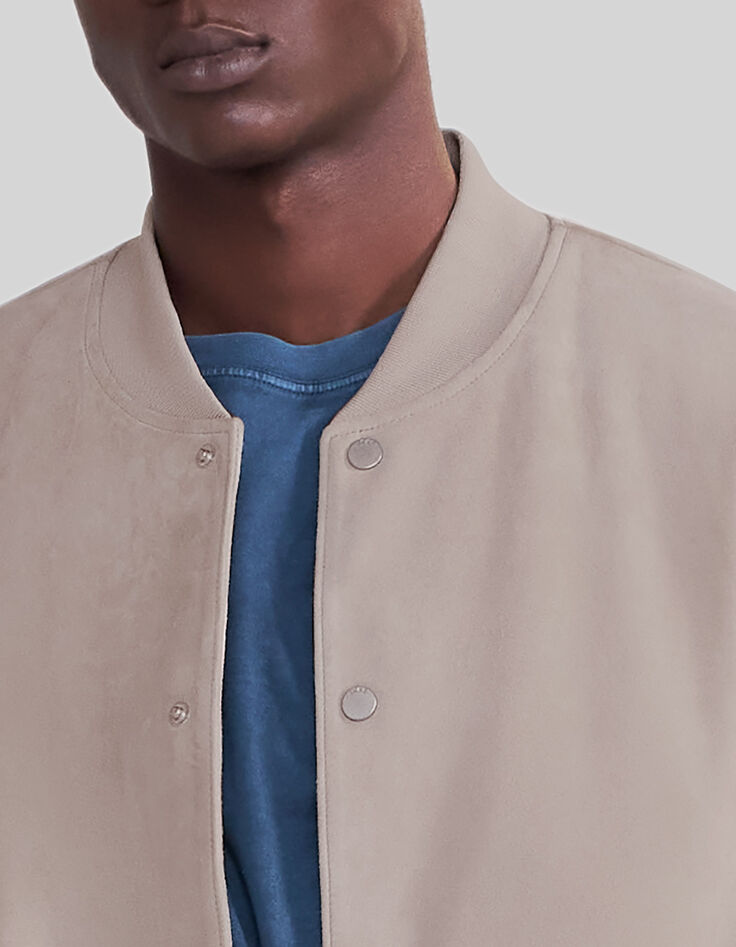 Beige bomber in su&egrave;deleer Heren-2