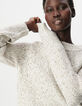 Women's Beige High-Neck Sweater in Yarn-Dyed Knit-4