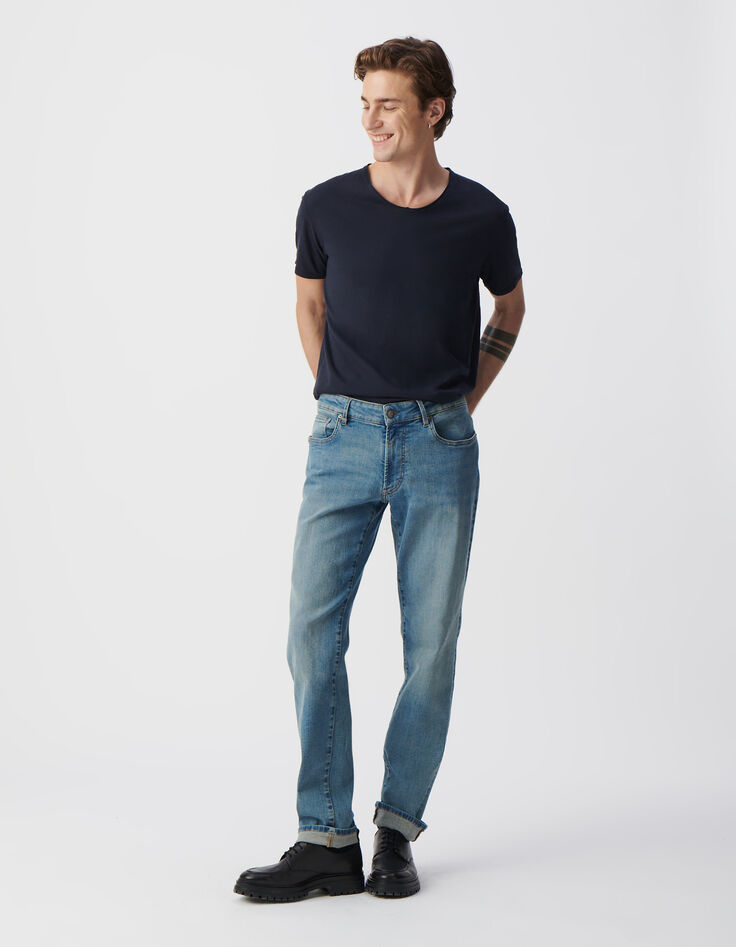 Camiseta L'Essentiel azul cuello V para hombre-7