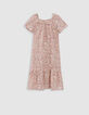 Langes rosa Kleid mit floralem Kaschmirprint-5