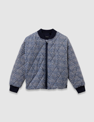 Cárdigan azul marino acolchado leopardo-lazo niña - IKKS