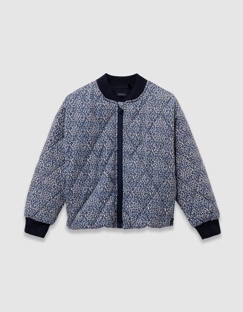Cárdigan azul marino acolchado leopardo-lazo niña - IKKS