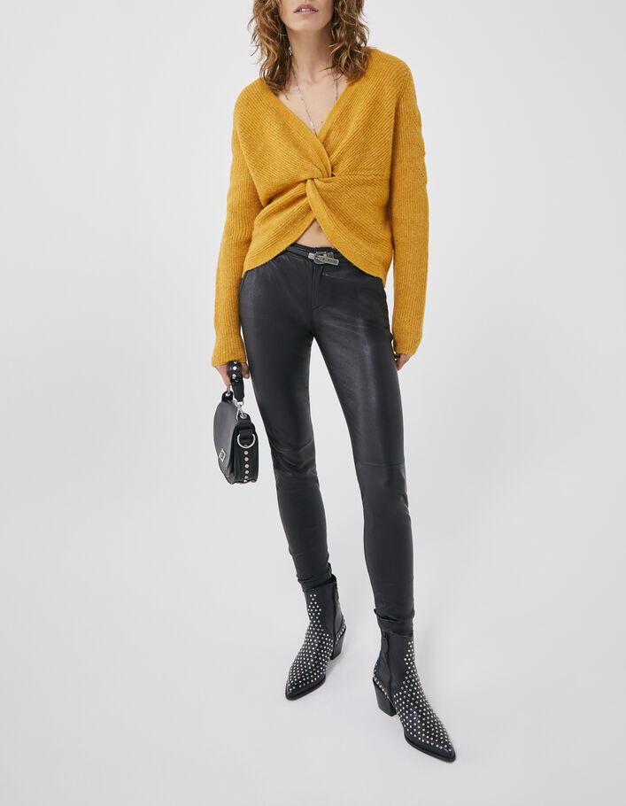 Suéter de malla calada amarillo reversible mujer - IKKS