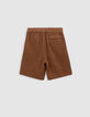 Bermuda shorts JOGGER LOOSE cognac cotton gauze for boy-6