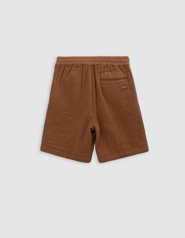 Bermuda shorts JOGGER LOOSE cognac cotton gauze for boy-6