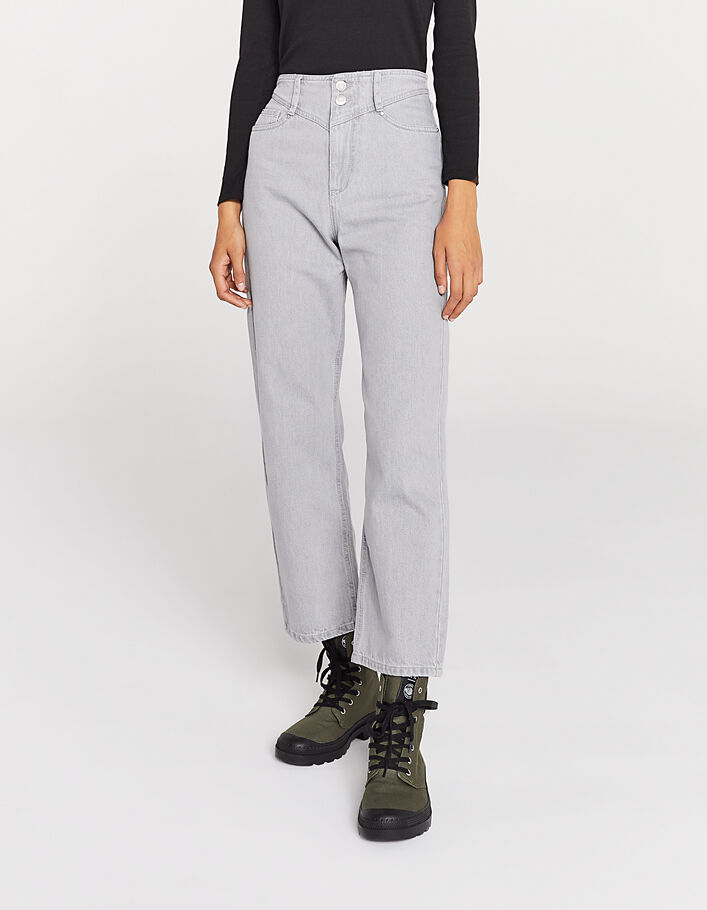 Wijde jeans hoge taille cropped lengte dames-2