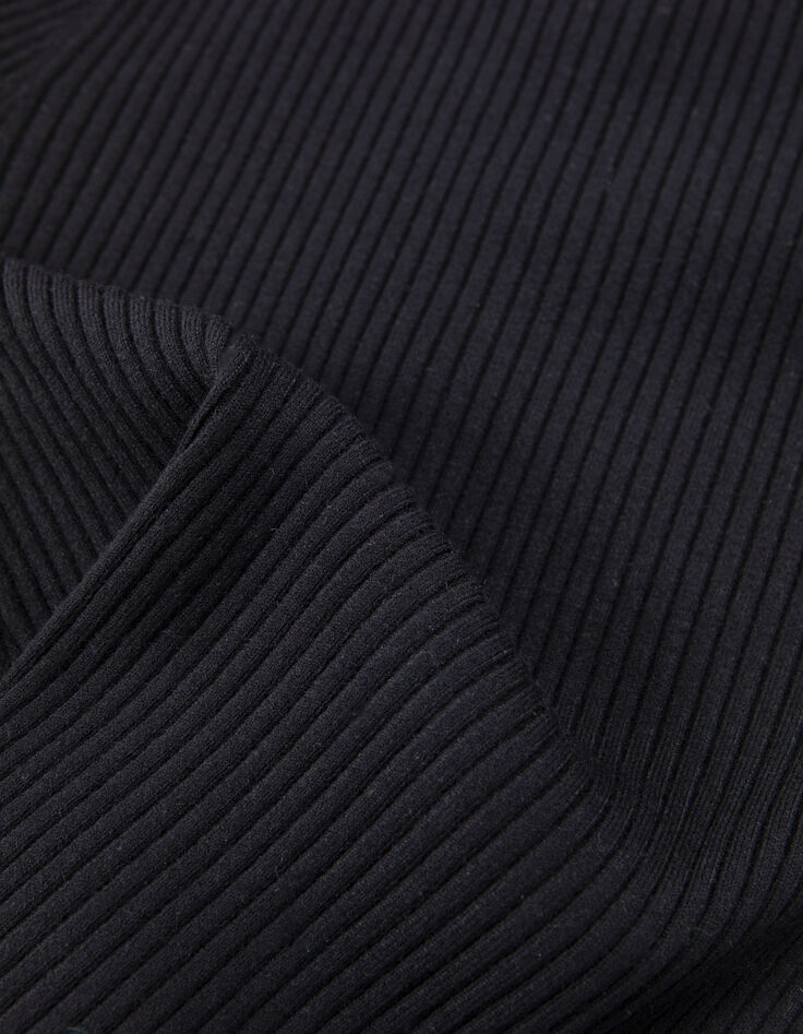 Schwarze gerippte Strickjacke mit Knopfleiste f&uuml;r Damen-8