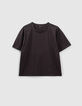 Zwart T-shirt in katoen bliksemborduursel mouw dames-1