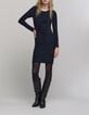 Robe marine maille métallisée drapée Femme-7 Robe marine maille métallisée drapée Femme-7