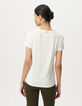 Weißes Damen-T-Shirt Biowolle Schriftzug Stick-Buchstaben-3
