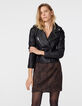 Schwarze Lederjacke mit Nietendetails-2