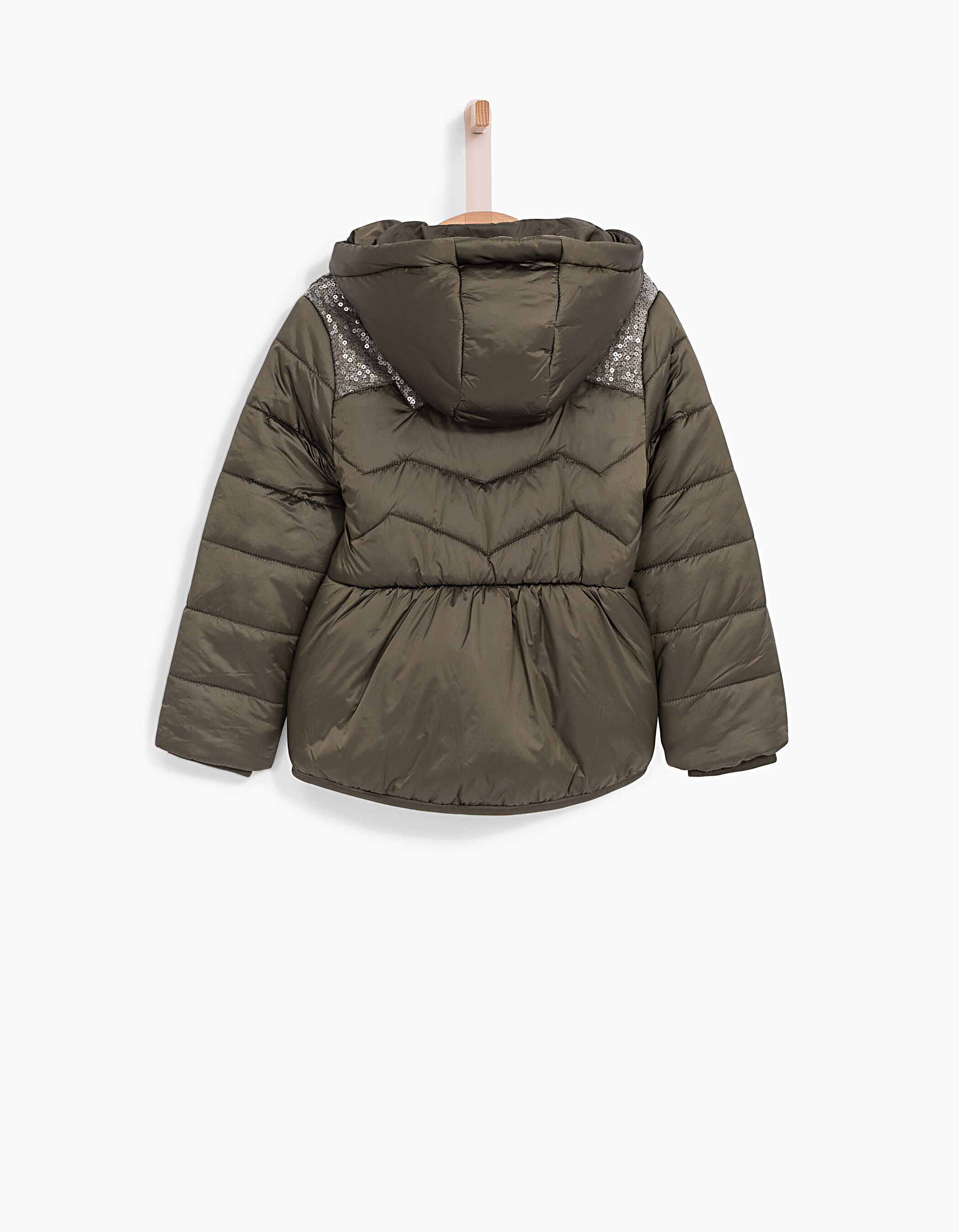 Doudoune a sequins et fourrure amovible rose fille IKKS