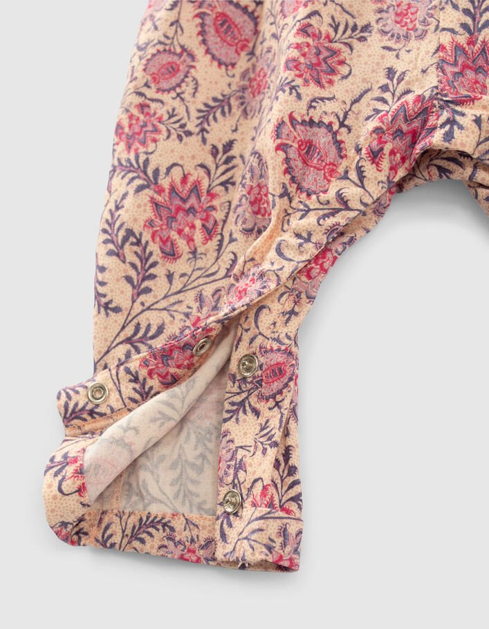 Roze lange jumpsuit kasjmier bloemenprint EcoVero™ meisjes - IKKS