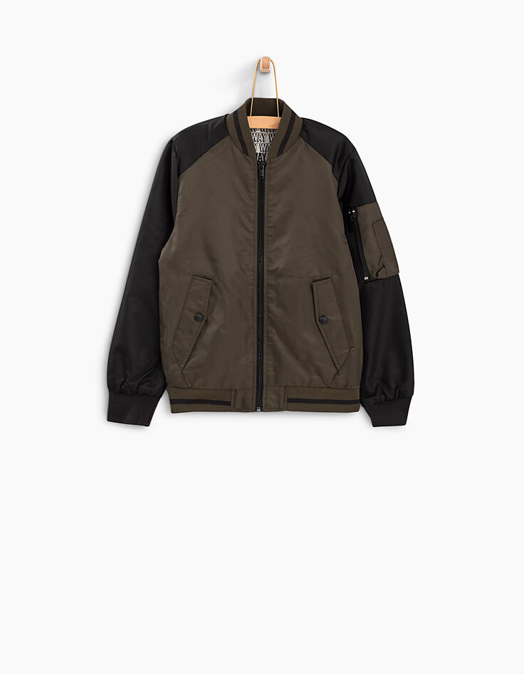 Bomber brons zwarte mouwen jongens-2