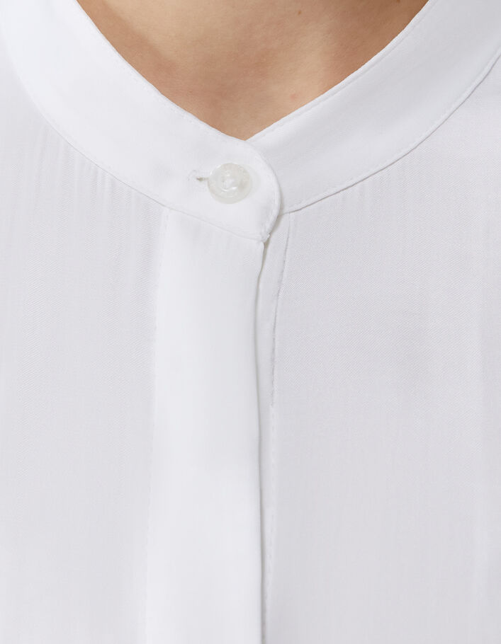 Witte gesatineerde hemdblouse tekst met strass rug Dames - IKKS