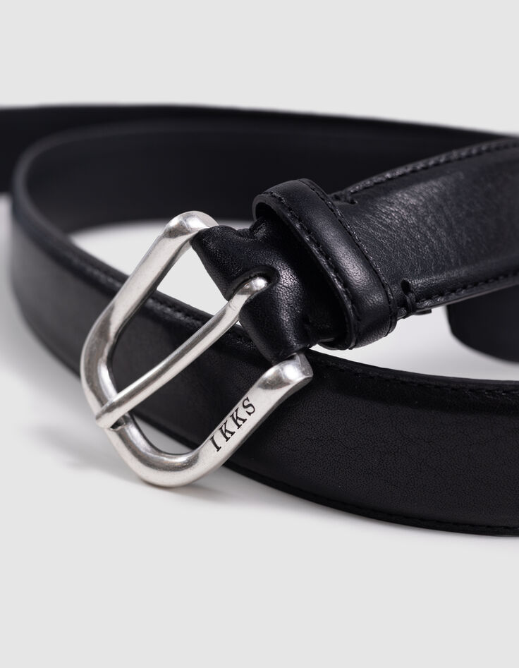 Men's black leather belt-4