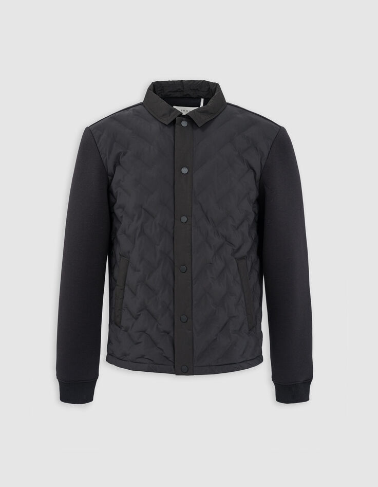 Chaqueta acolchada fina negra bimaterial hombre-6