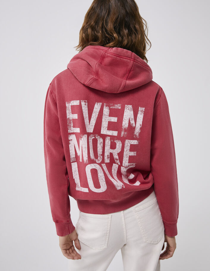 Women’s redcurrant cotton loose hoodie with print on back - IKKS