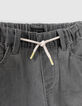 Bermuda en jean gris taille élastiquée garçon-4