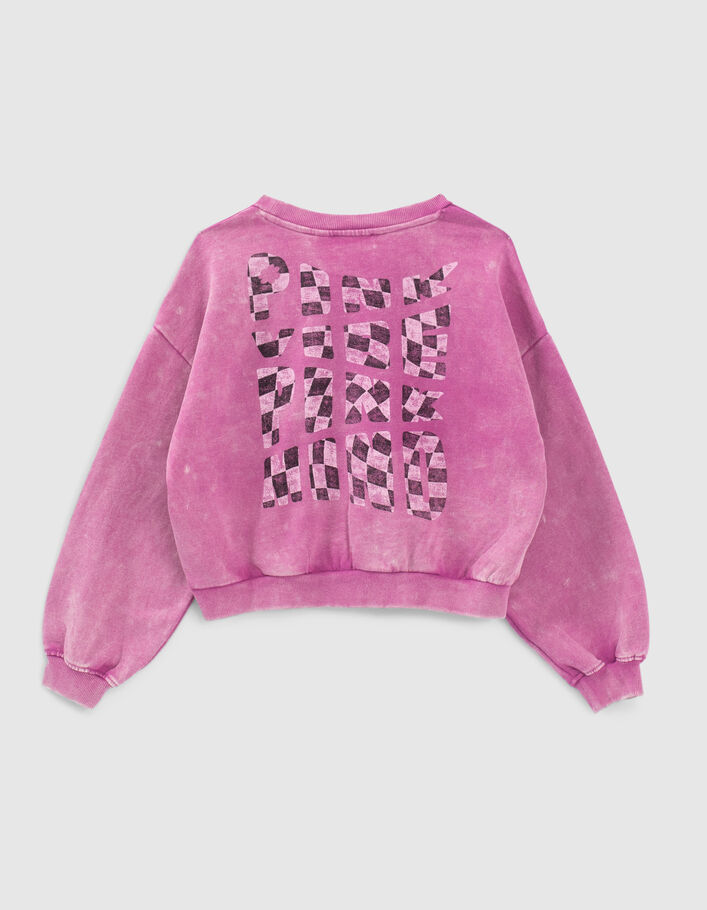 Girls’ violet checkerboard slogan sweatshirt - IKKS