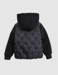 Boy's black embroidered nylon two-ply down jacket-3