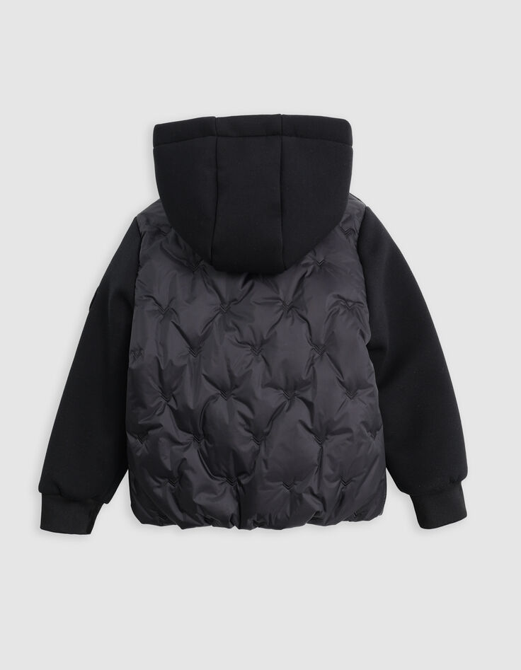 Boy's black embroidered nylon two-ply down jacket-3