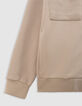 Cardigan beige zippé molleton piqué garçon-5