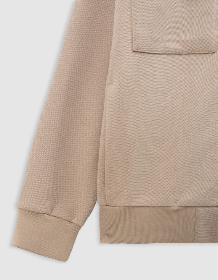 Cardigan beige zippé molleton piqué garçon-5