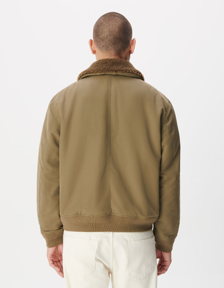 Blouson kaki col fourr&eacute; amovible Homme-3