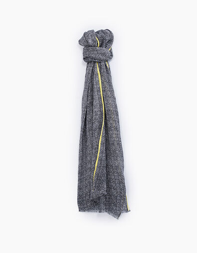 Chèche bleu navy imprimé chevrons avec bord jaune Homme - IKKS