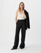 Pantalon de tailleur noir large maille Milano Femme-2