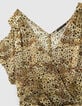 Mandelgrünes Damenkleid mit Animalprint, schulterfrei-4