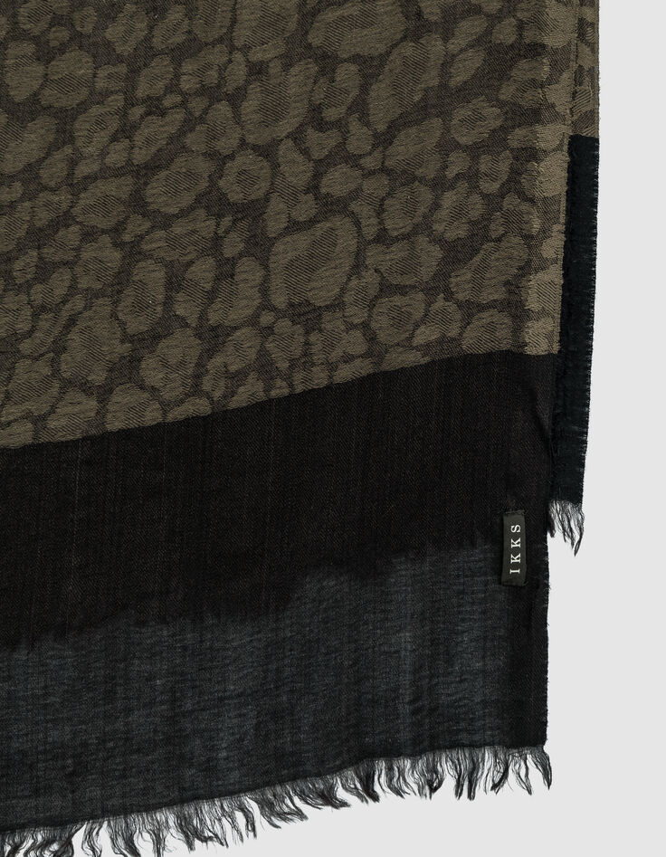 Fular caqui oscuro jacquard leopardo hombre-2