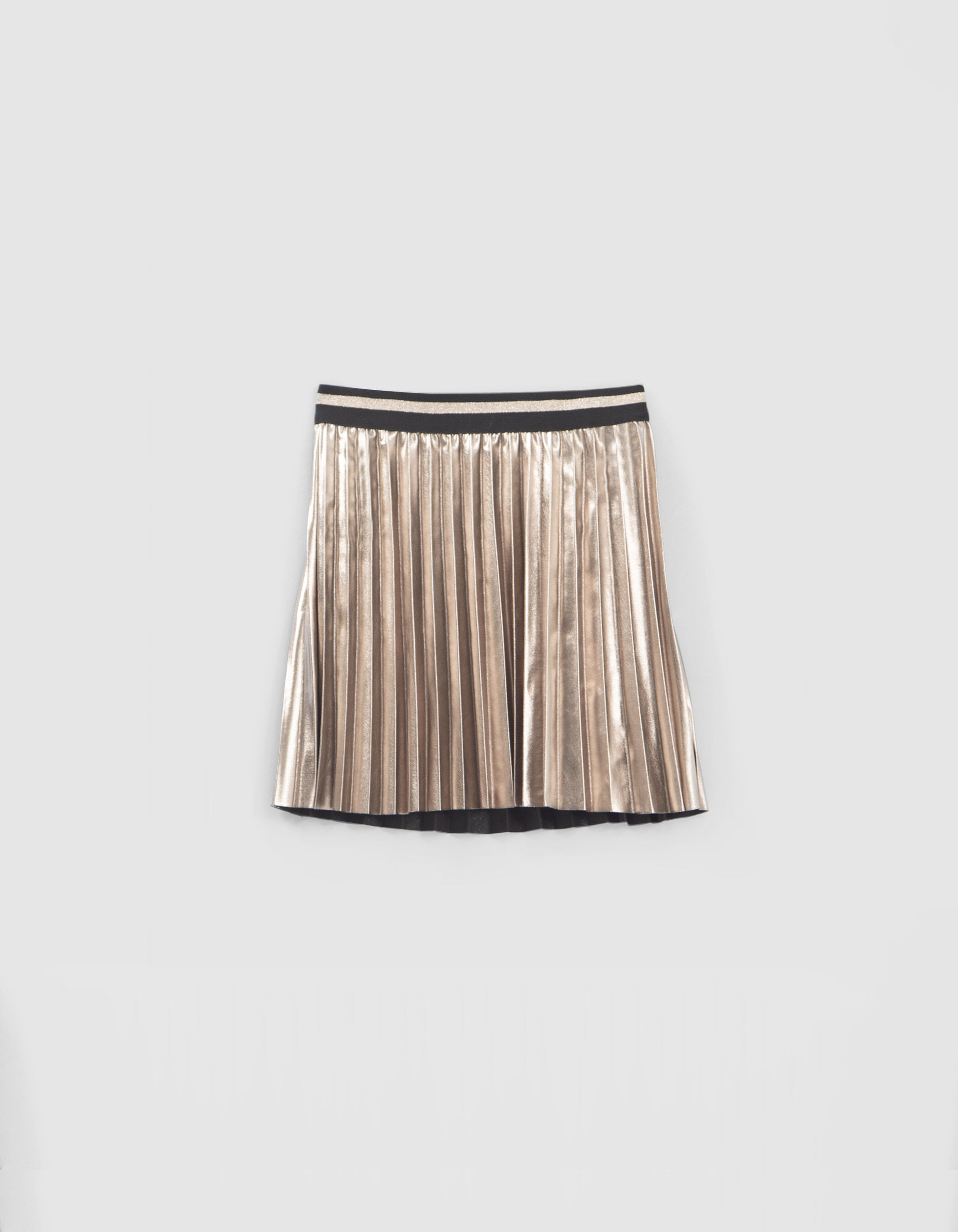Jupe courte champagne plissee fille IKKS