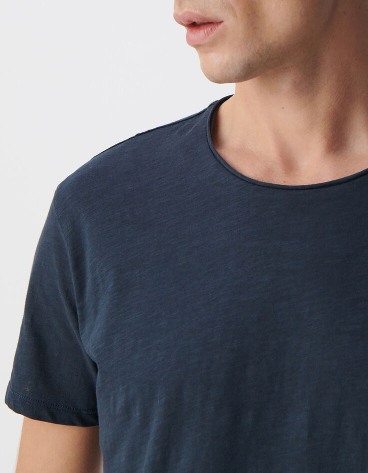 Inktblauw T-shirt De Essential biokatoen ronde hals Heren-4