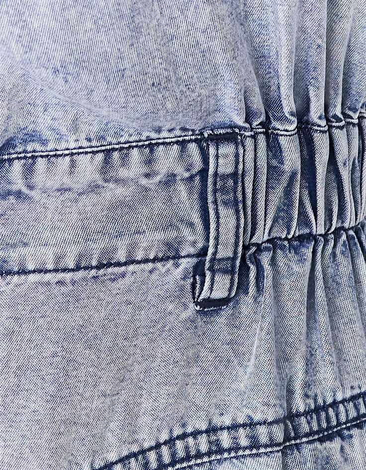 Robe chemise en tencel bleu traitement acid wash femme-5